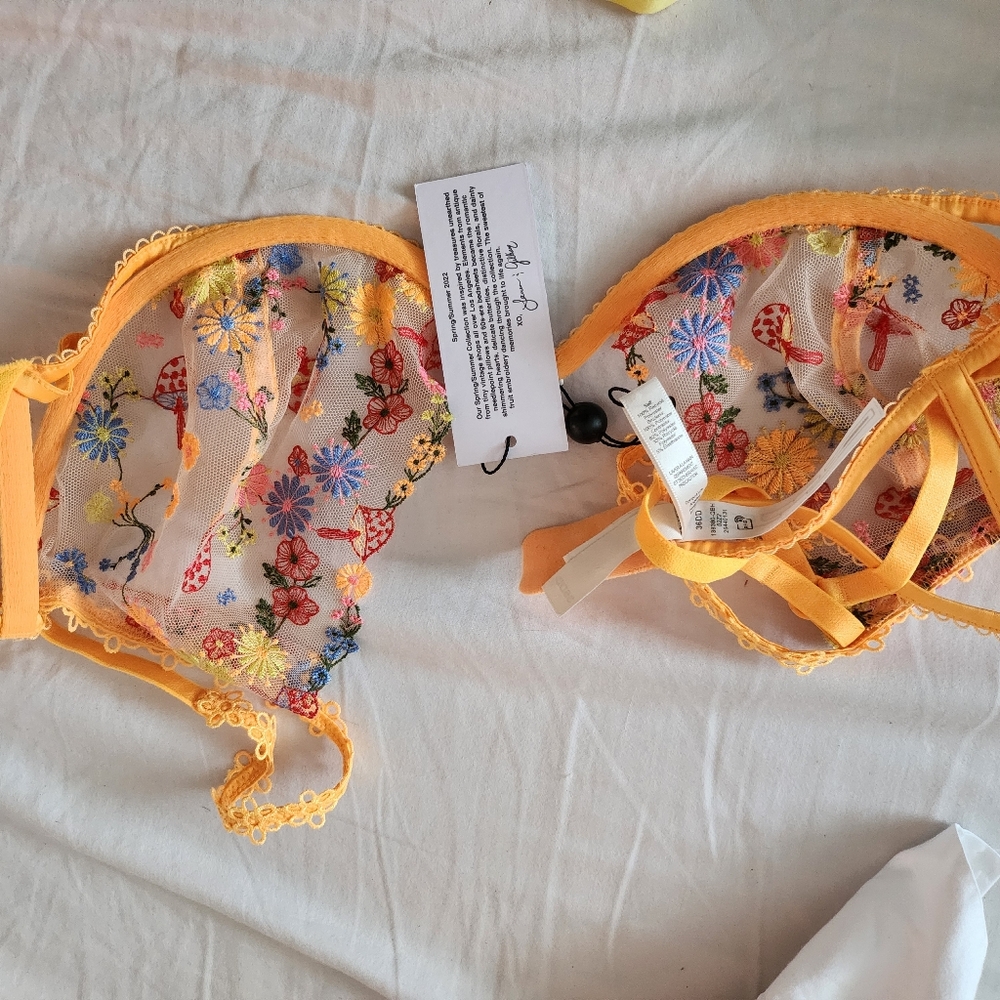 For Love And Lemons Meadow Embroidered Bra NWT